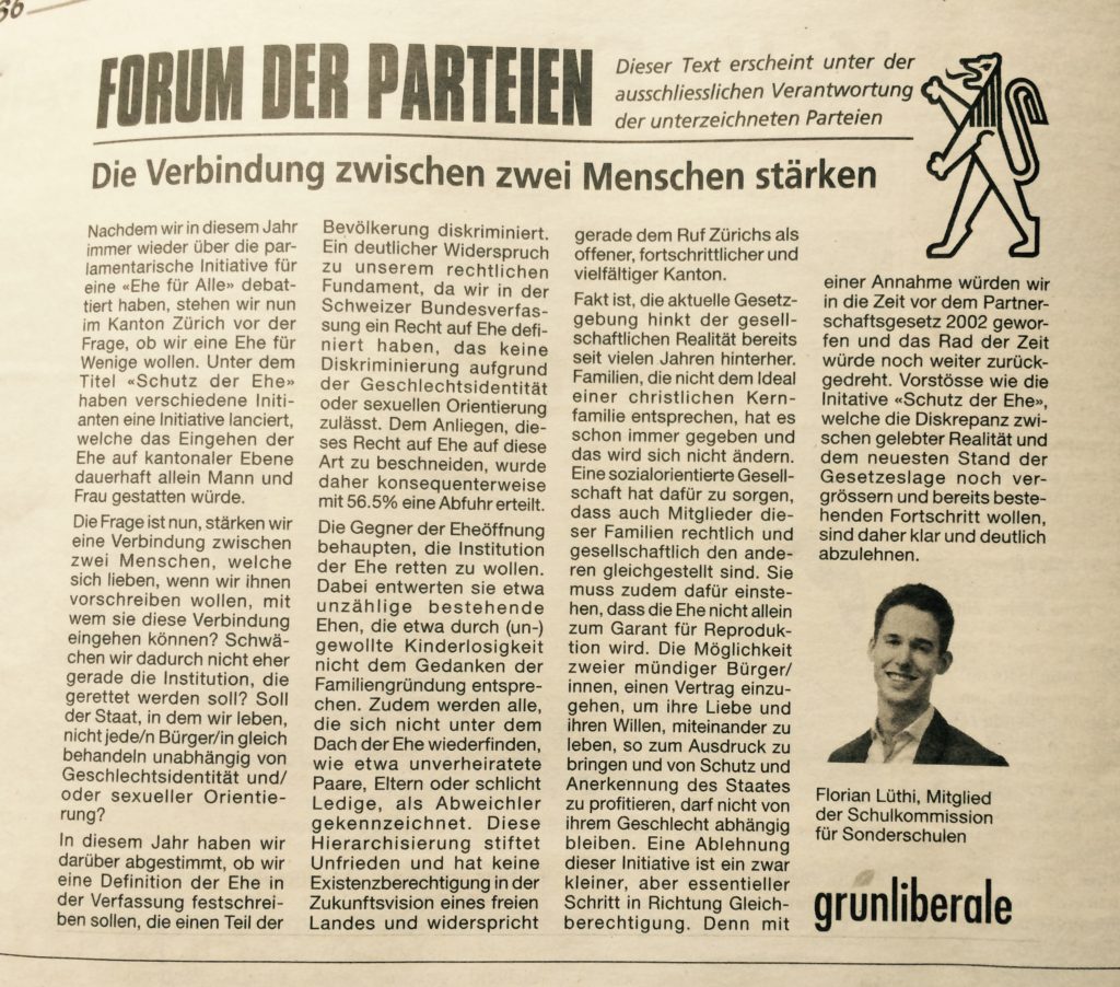 Tagblatt der Stadt Zürich 9. November 2016